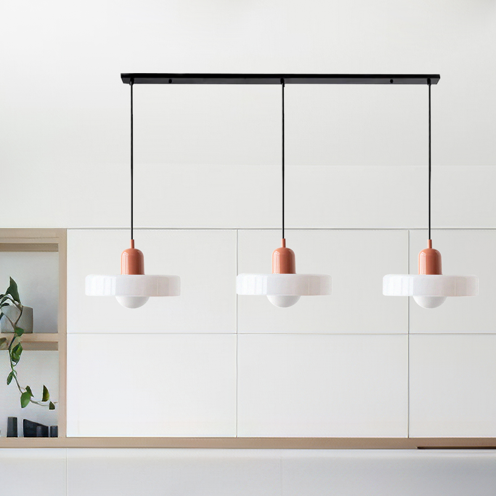 3 Heads Minimalism Art Decor Glass Pendant Light For Kitchen