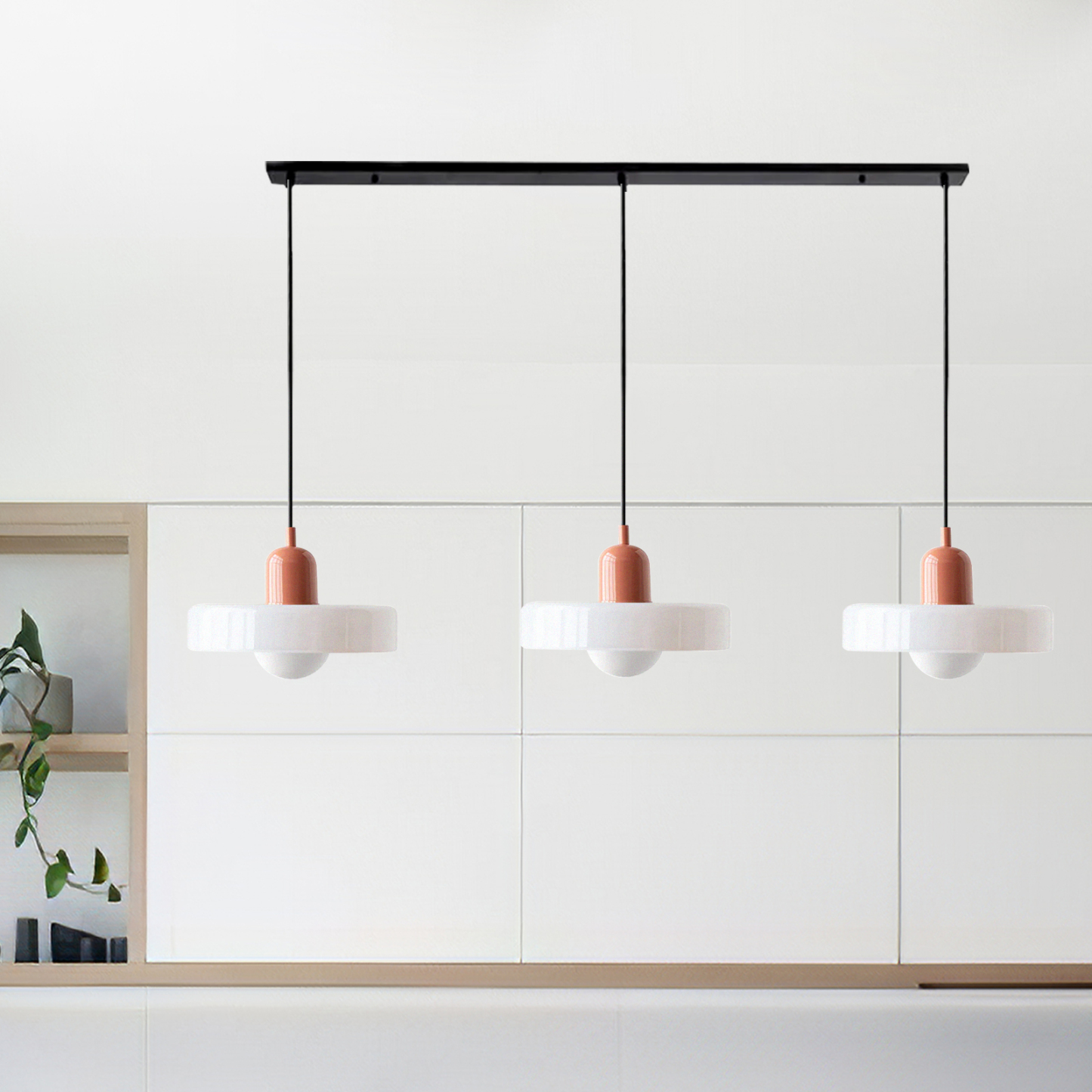 3 Heads Minimalism Art Decor Glass Pendant Light For Kitchen