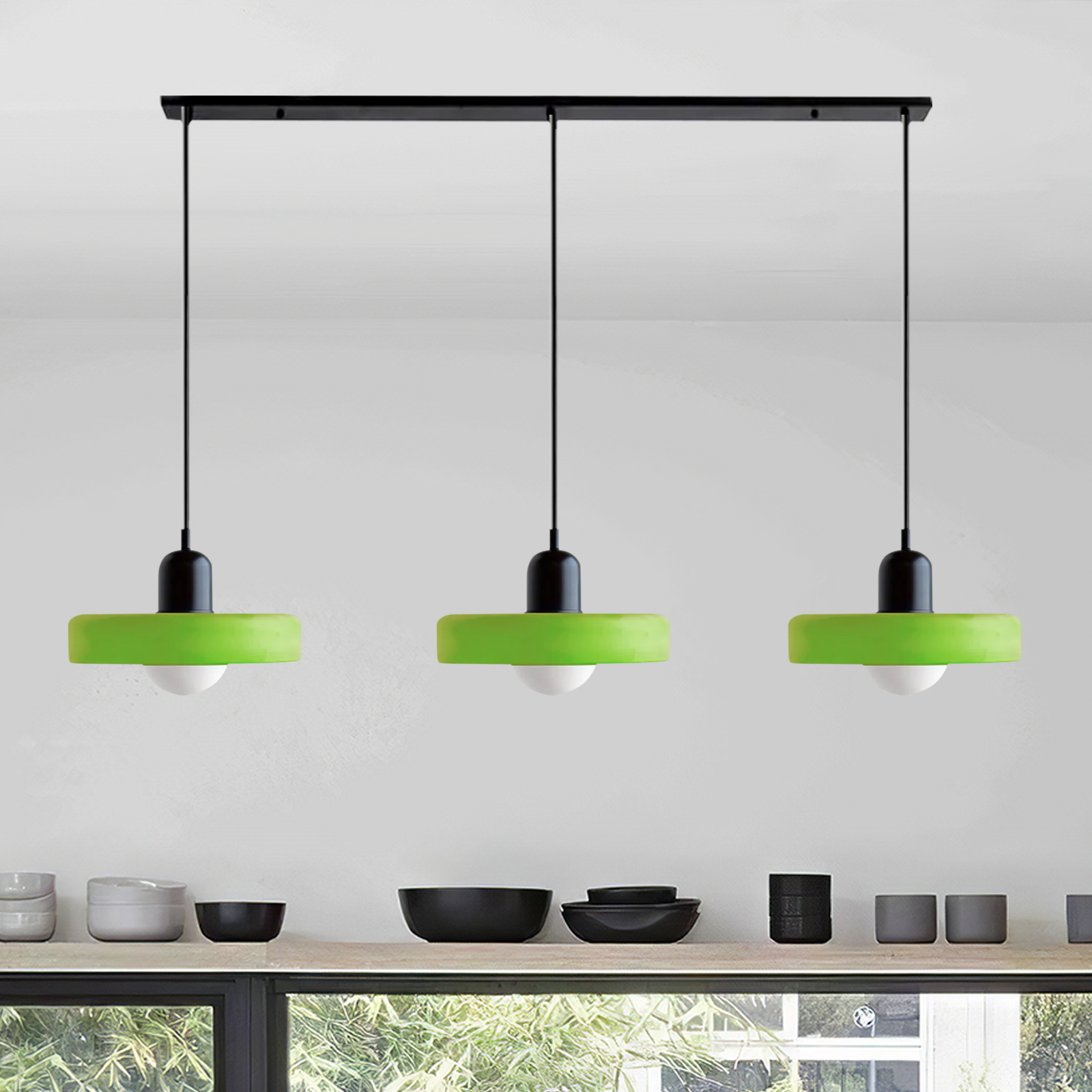 3 Heads Minimalism Art Decor Glass Pendant Light For Kitchen