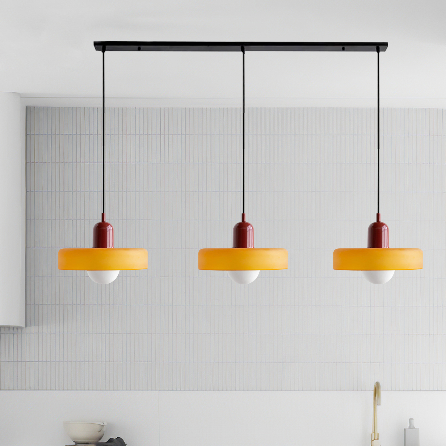 3 Heads Minimalism Art Decor Glass Pendant Light For Kitchen