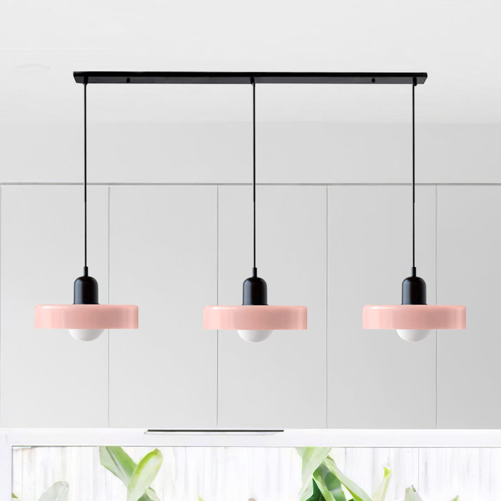 3 Heads Minimalism Art Decor Glass Pendant Light For Kitchen