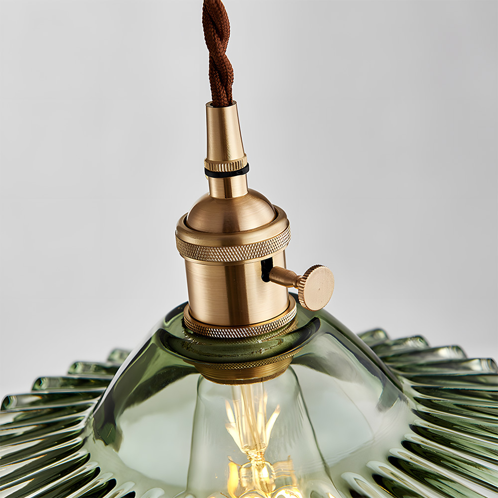 Vintage Elegant Pleated Glass Pendant Light For Living Room