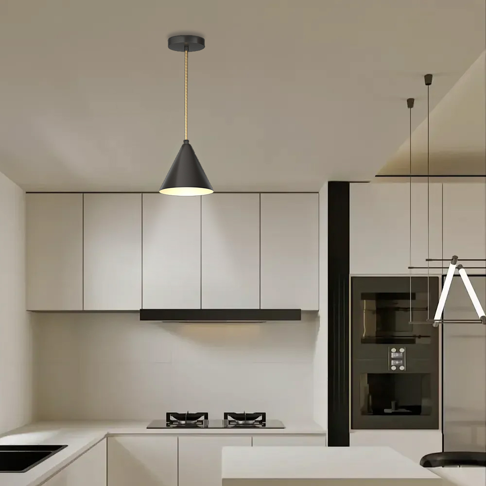 Modern Gold And Black Round Brass Pendant Lights For Bedroom