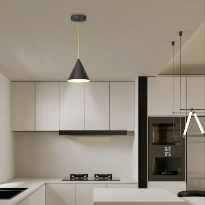 Modern Gold And Black Round Brass Pendant Lights For Bedroom