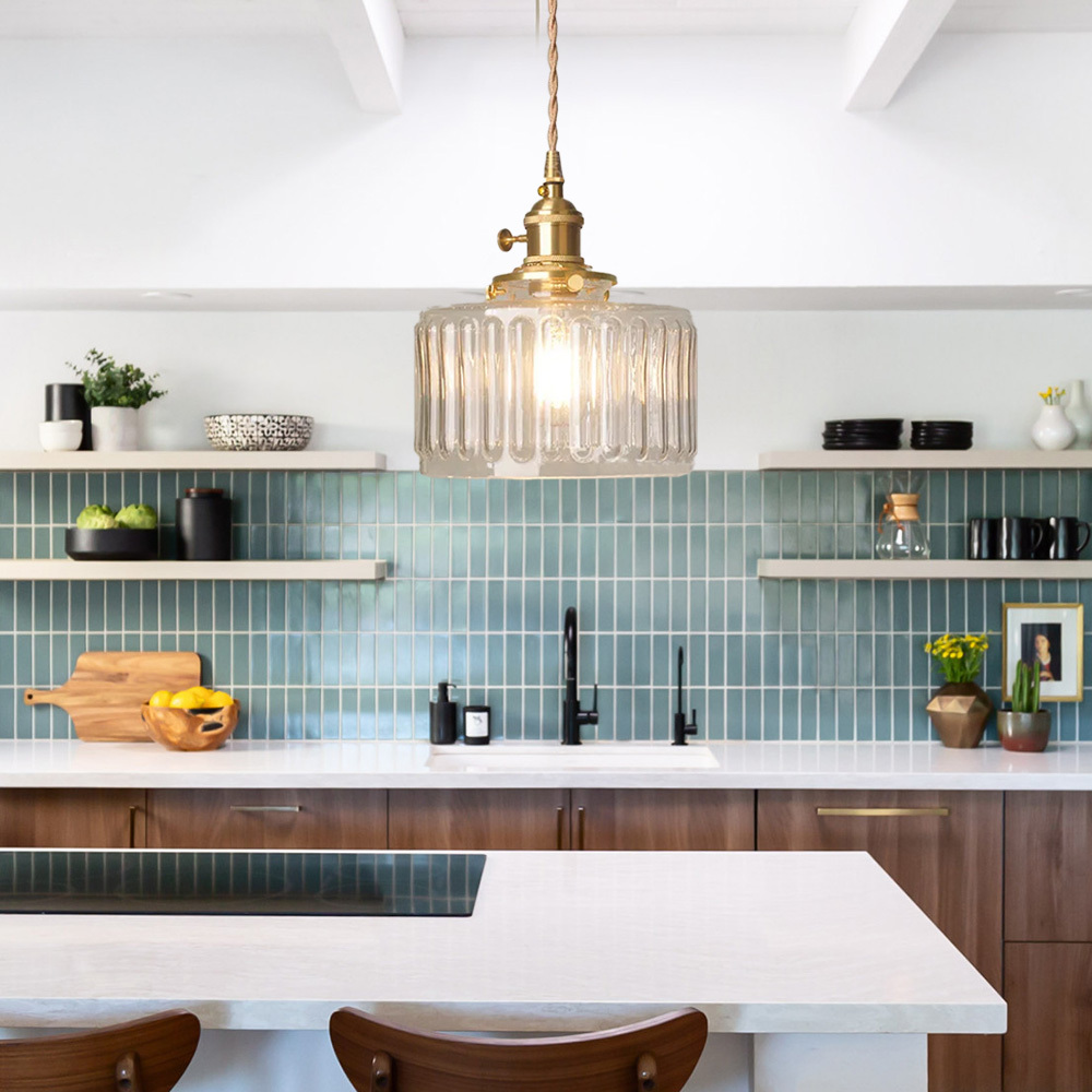 Retro Style Industrial Green Glass Pendant Lamp