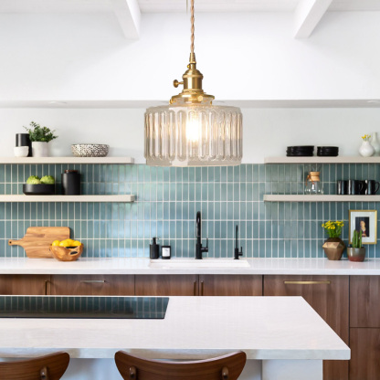 Retro Style Industrial Green Glass Pendant Lamp