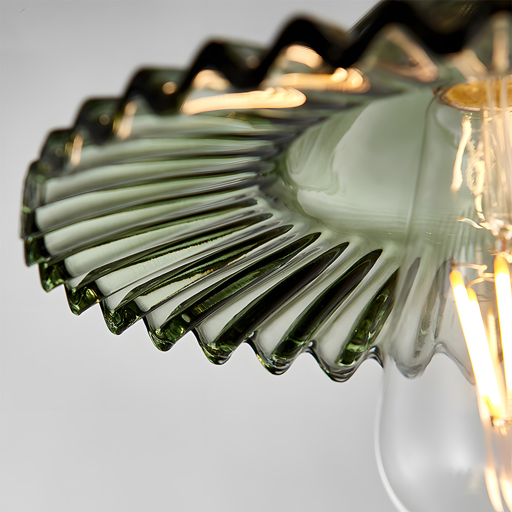 Vintage Elegant Pleated Glass Pendant Light For Living Room