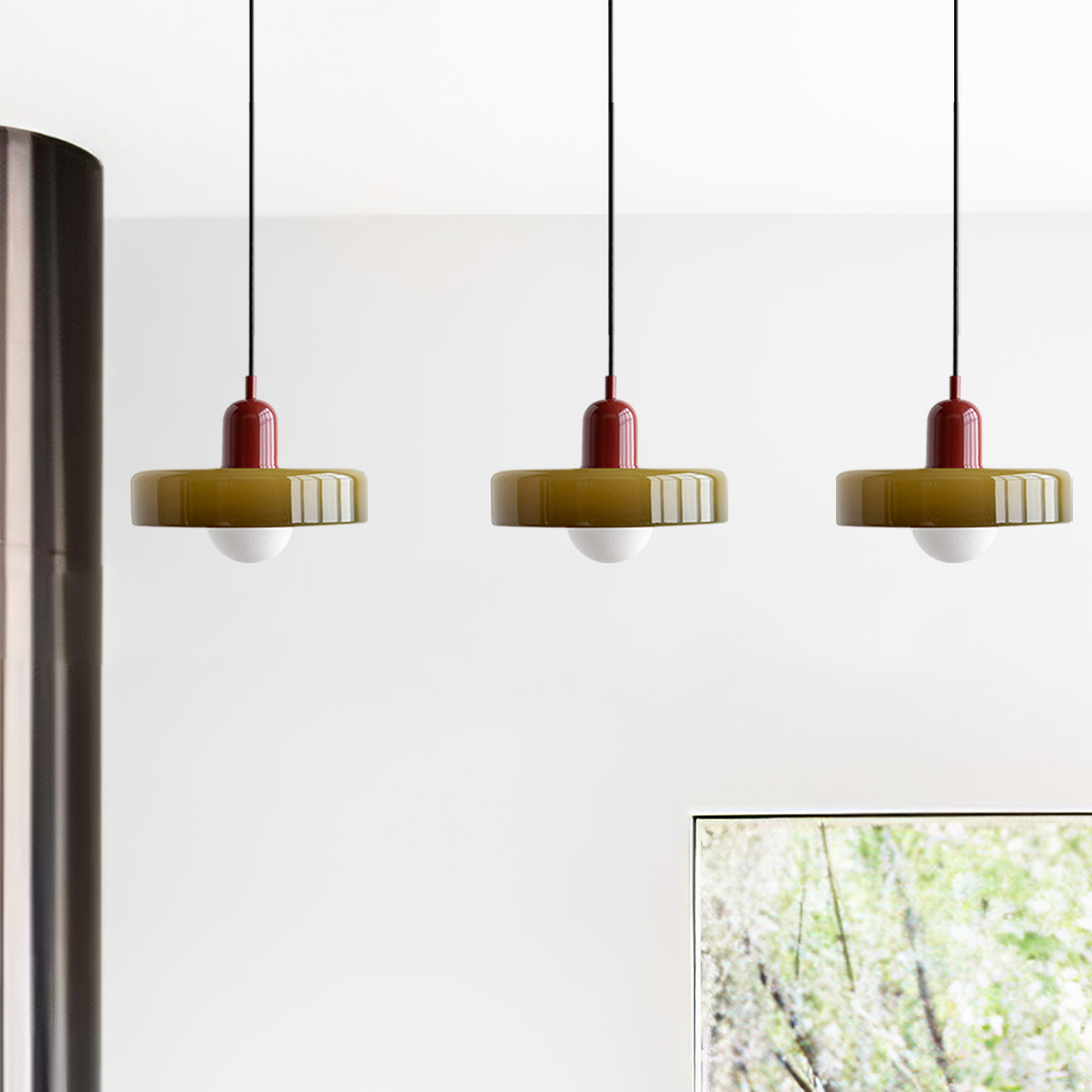 3 Heads Minimalism Art Decor Glass Pendant Light For Kitchen