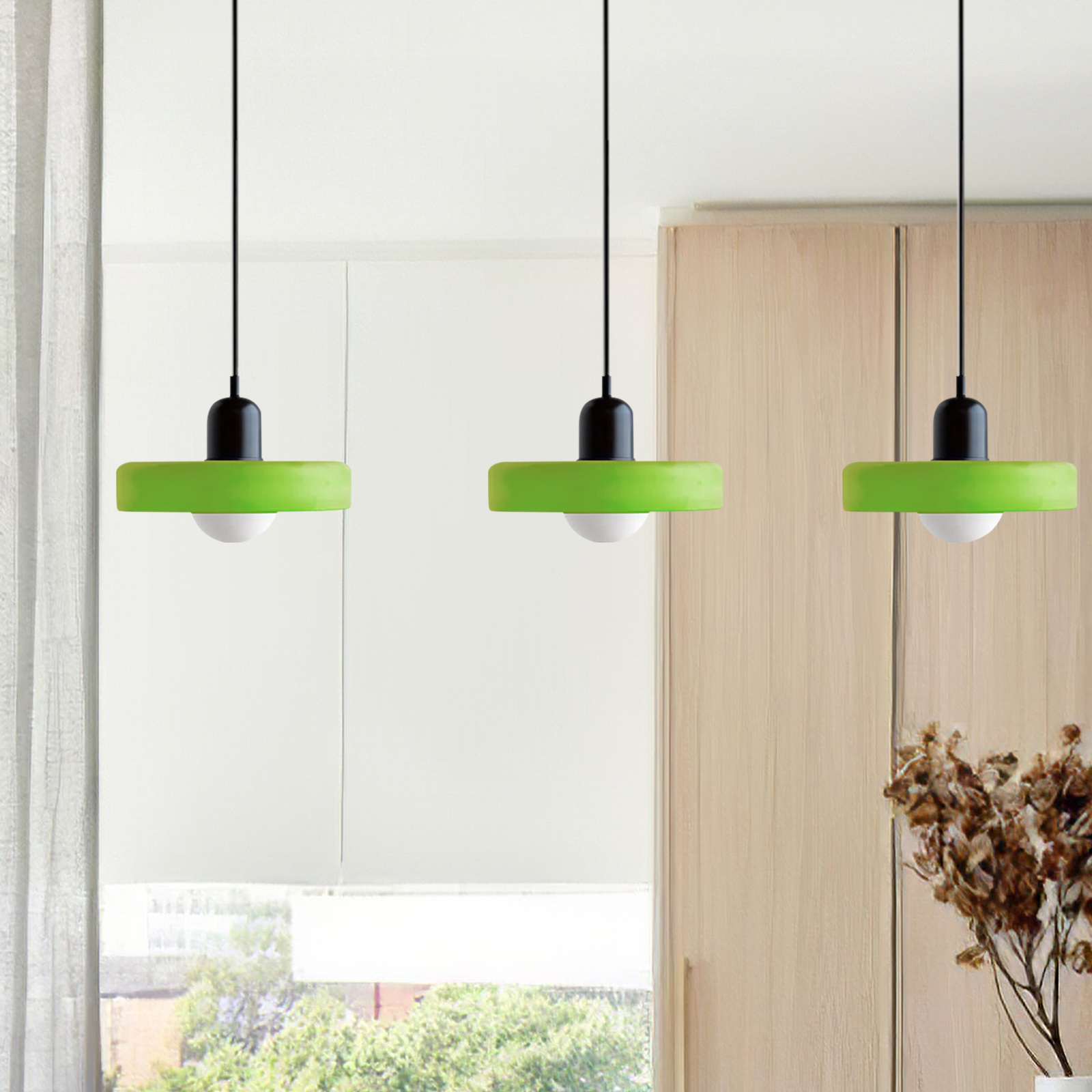 3 Heads Minimalism Art Decor Glass Pendant Light For Kitchen