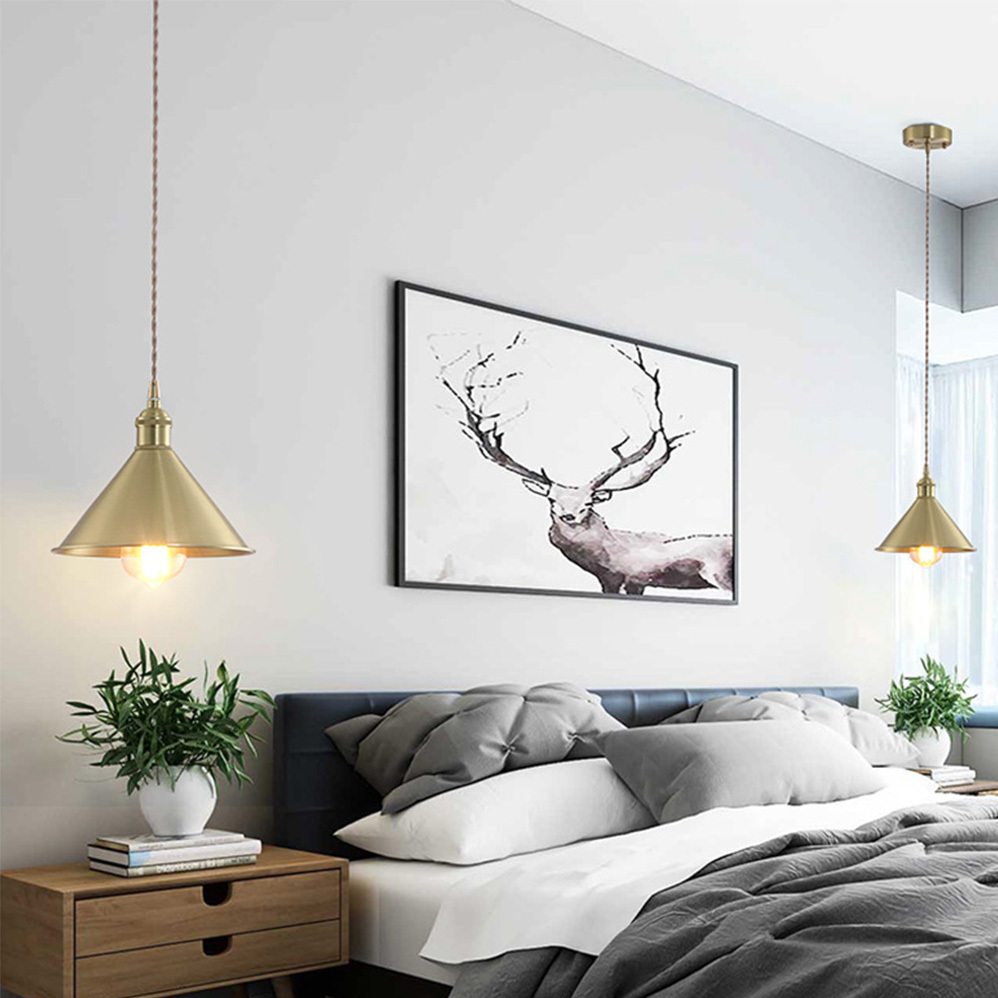 Retro Industrial Round Brass Pendant Lights For Kitchen