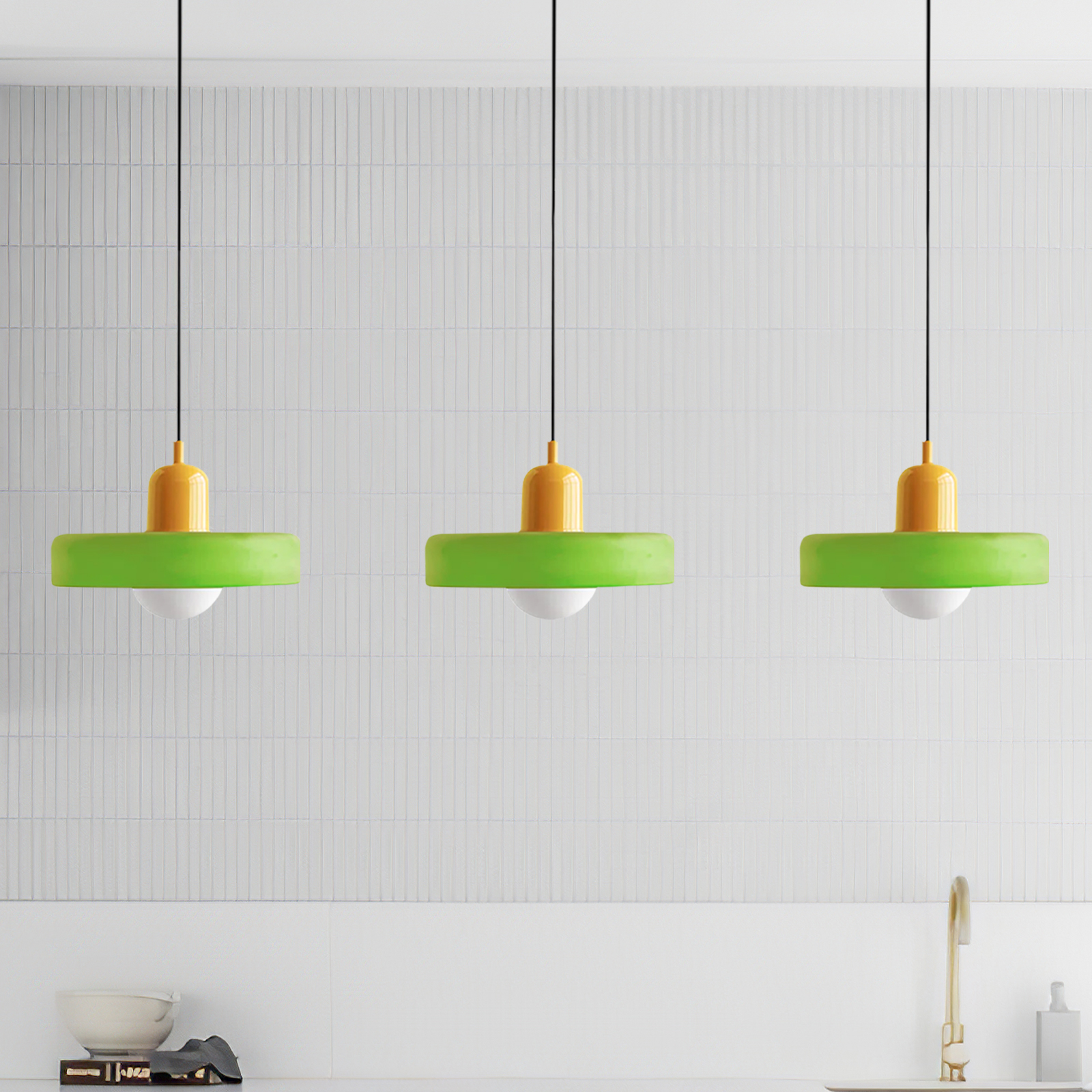 3 Heads Minimalism Art Decor Glass Pendant Light For Kitchen