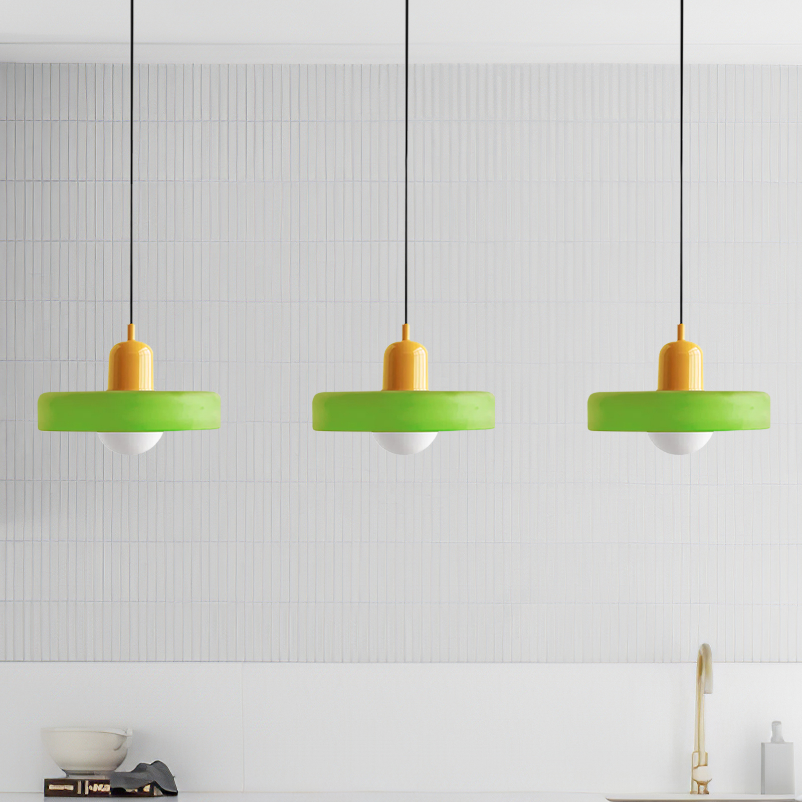 3 Heads Minimalism Art Decor Glass Pendant Light For Kitchen