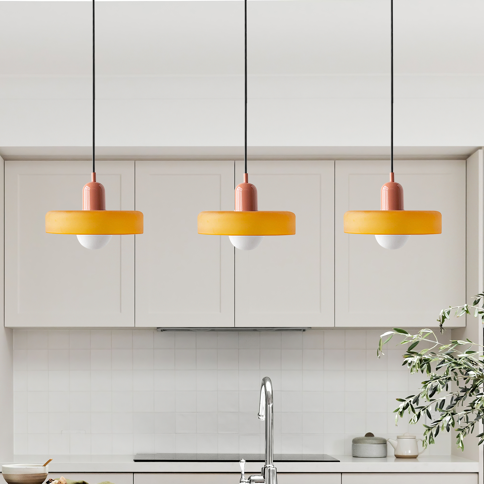 3 Heads Minimalism Art Decor Glass Pendant Light For Kitchen