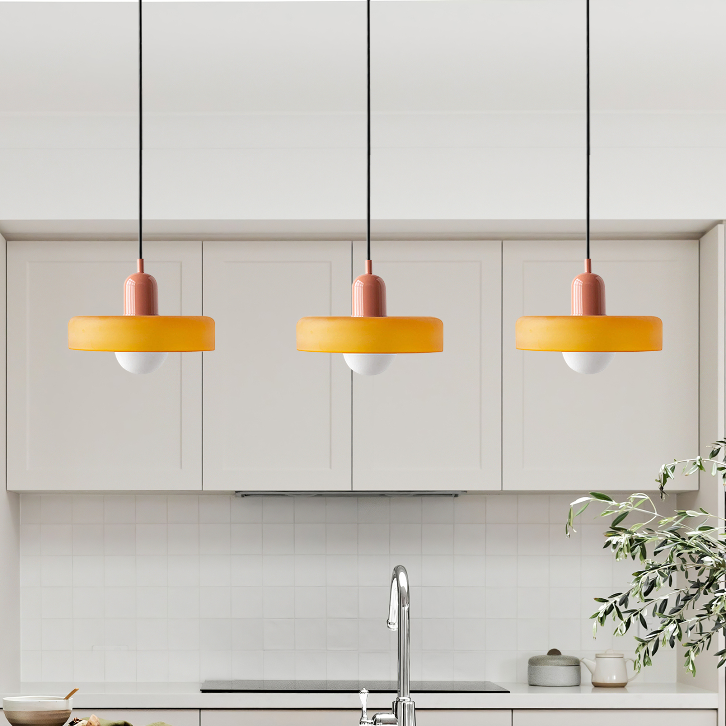 3 Heads Minimalism Art Decor Glass Pendant Light For Kitchen