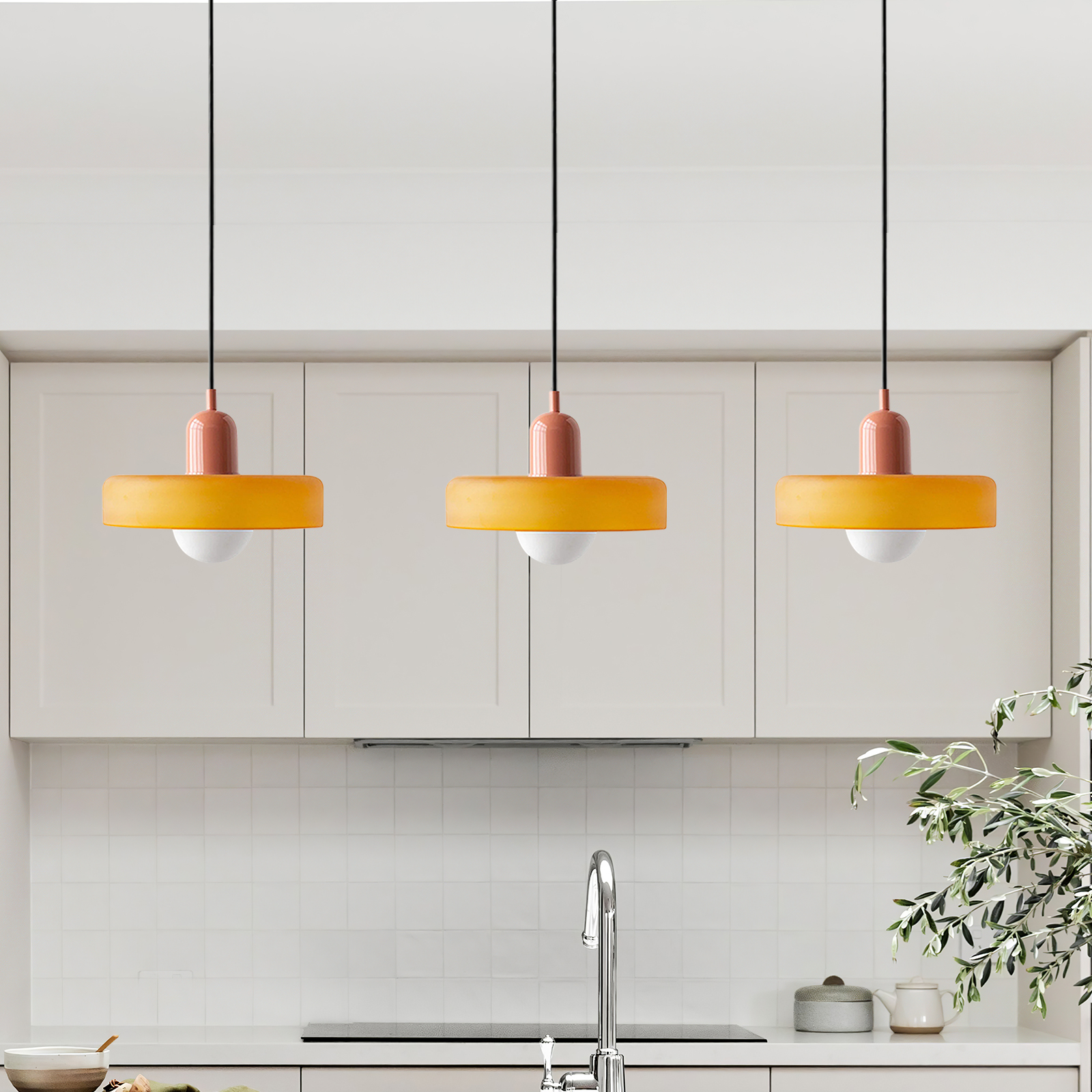 3 Heads Minimalism Art Decor Glass Pendant Light For Kitchen