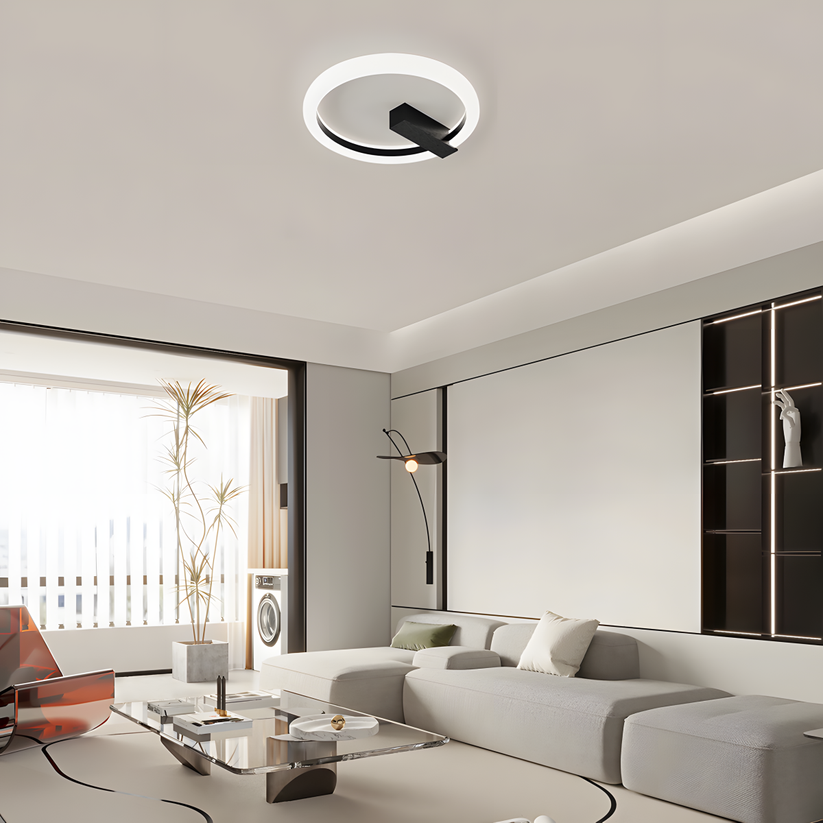 Contemporary Stylish Round Iron Living Room LED Ceiling Light