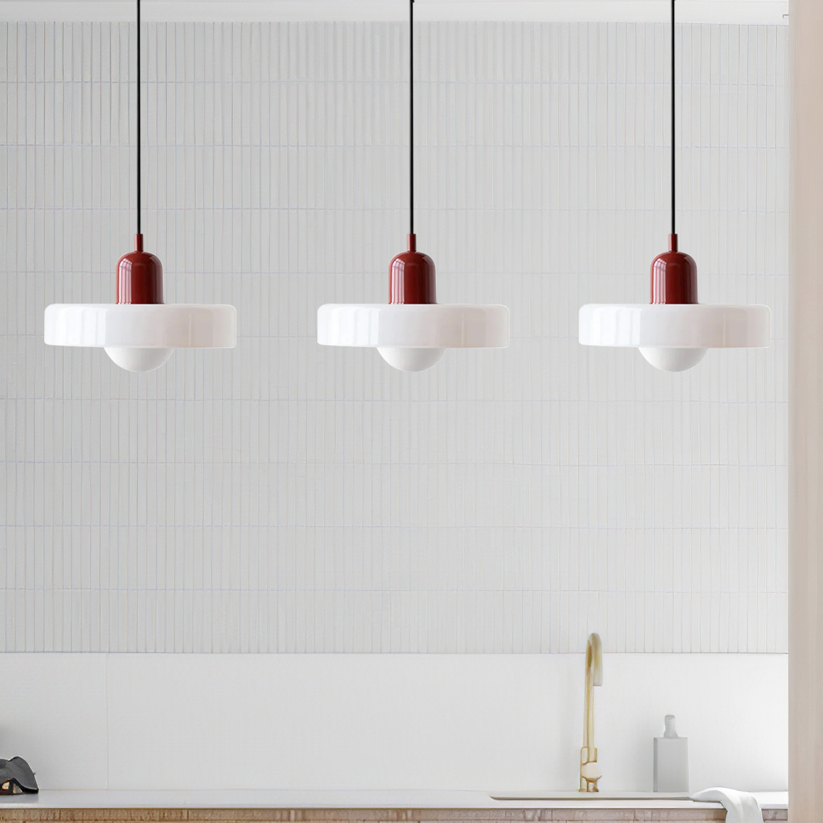 3 Heads Minimalism Art Decor Glass Pendant Light For Kitchen