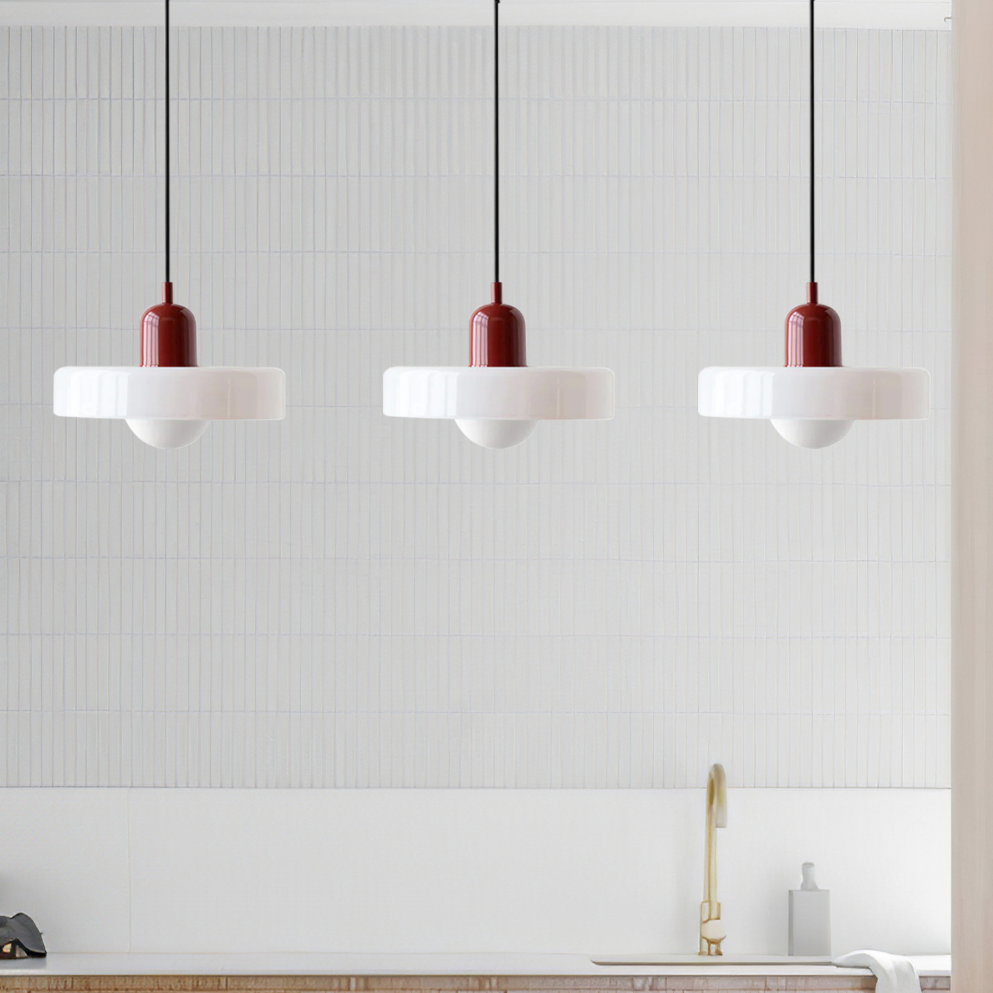3 Heads Minimalism Art Decor Glass Pendant Light For Kitchen