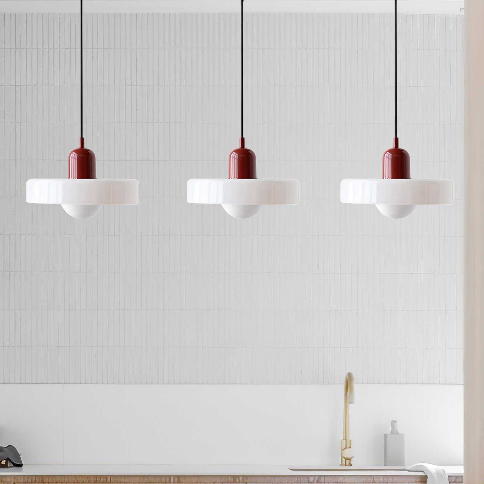 3 Heads Minimalism Art Decor Glass Pendant Light For Kitchen