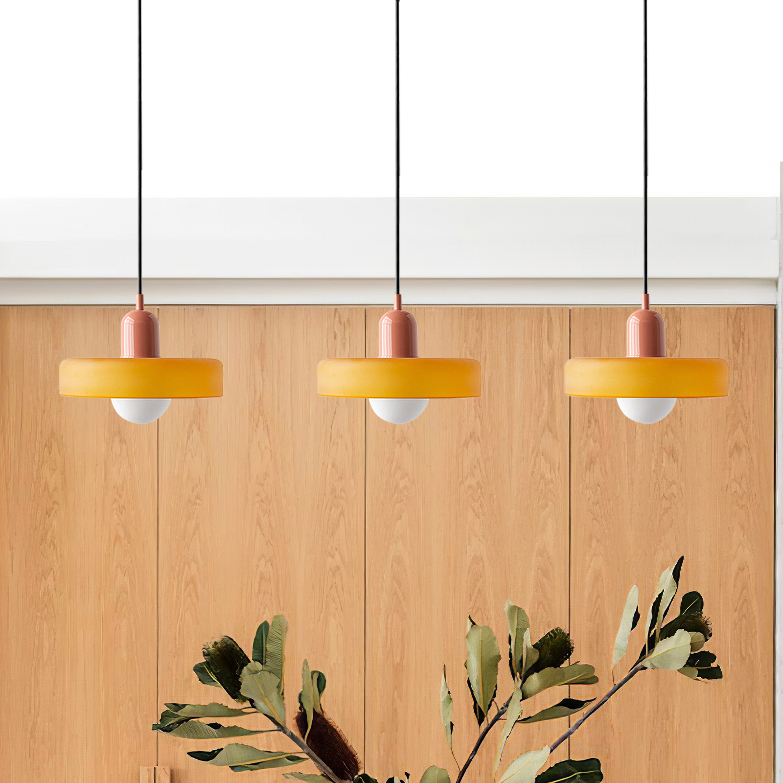 3 Heads Minimalism Art Decor Glass Pendant Light For Kitchen