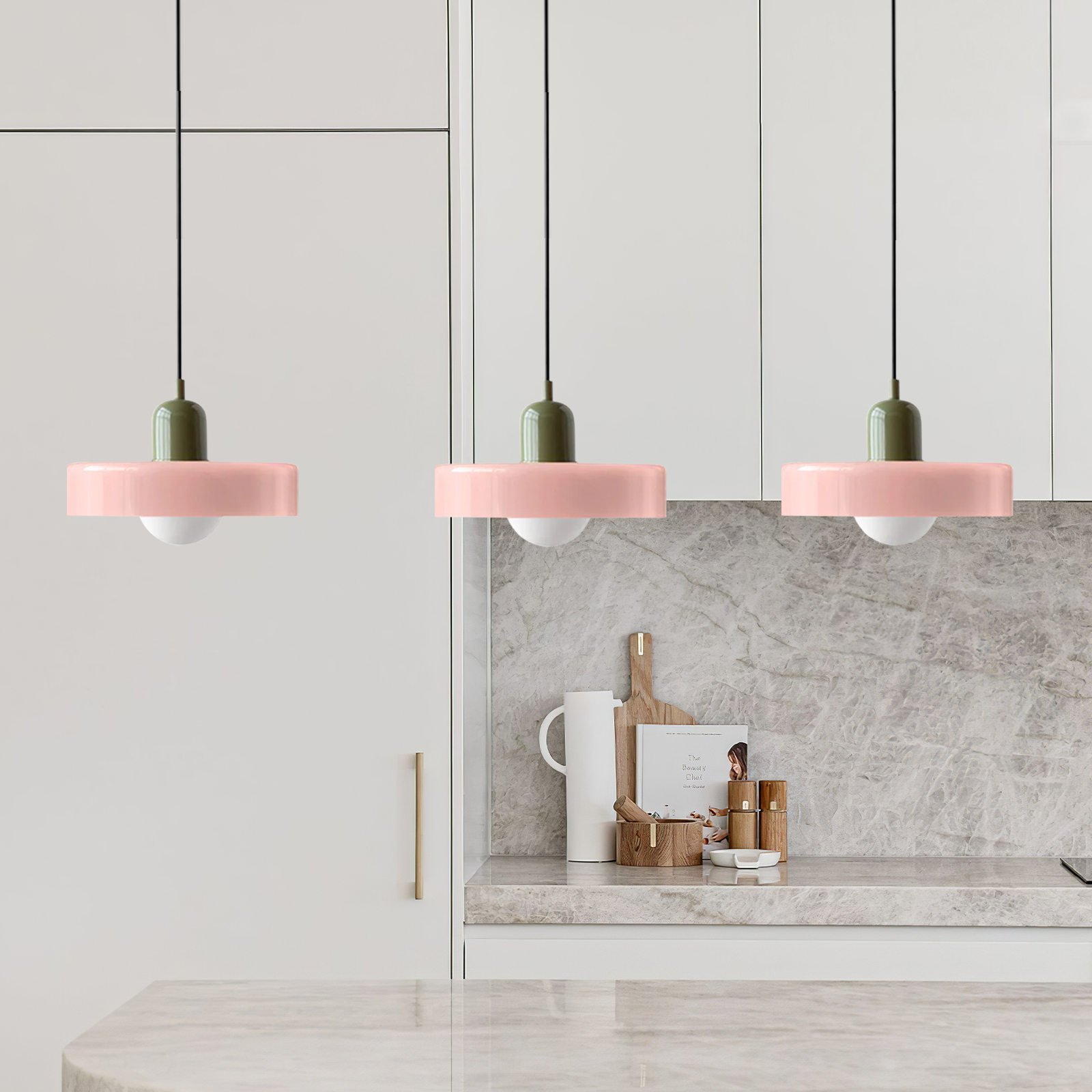 3 Heads Minimalism Art Decor Glass Pendant Light For Kitchen