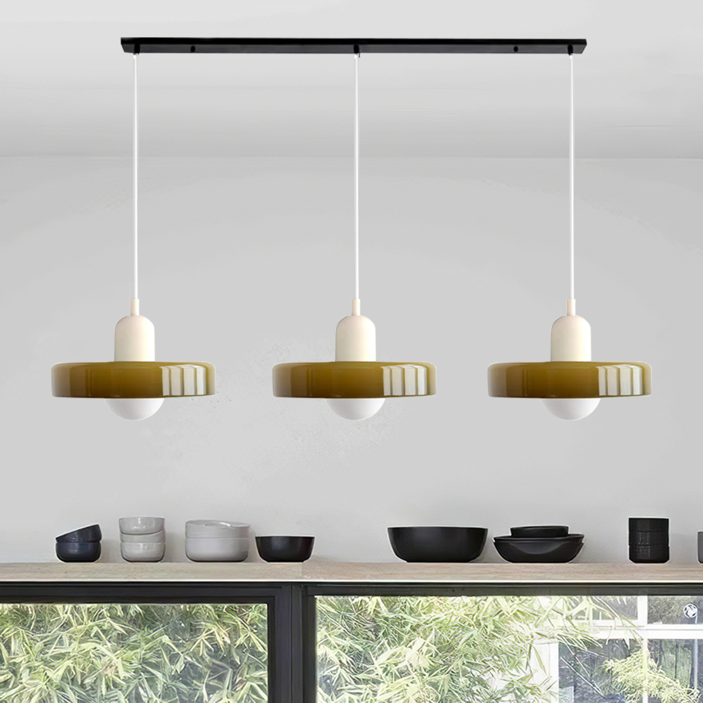 3 Heads Minimalism Art Decor Glass Pendant Light For Kitchen