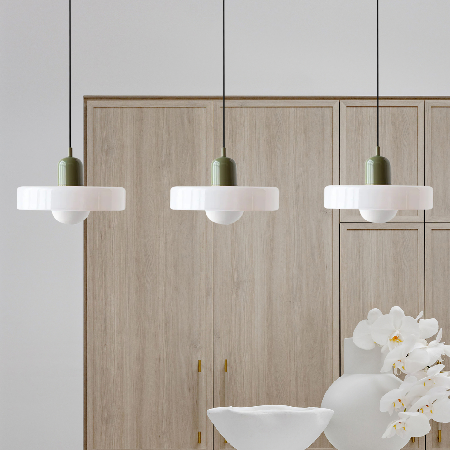 3 Heads Minimalism Art Decor Glass Pendant Light For Kitchen