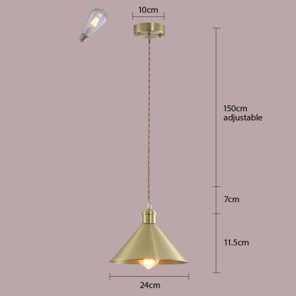 Retro Industrial Round Brass Pendant Lights For Kitchen