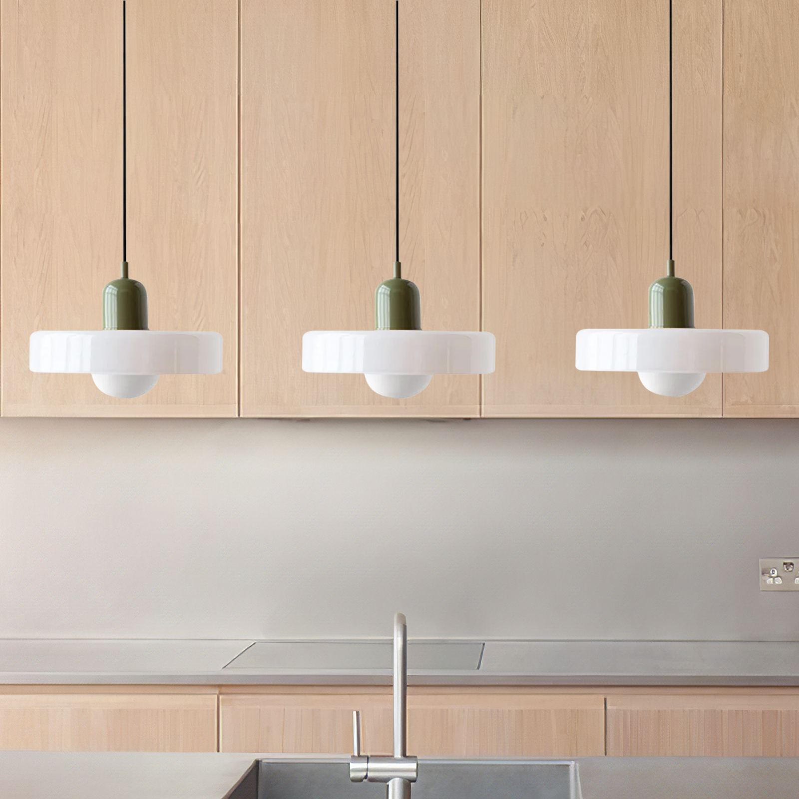 3 Heads Minimalism Art Decor Glass Pendant Light For Kitchen