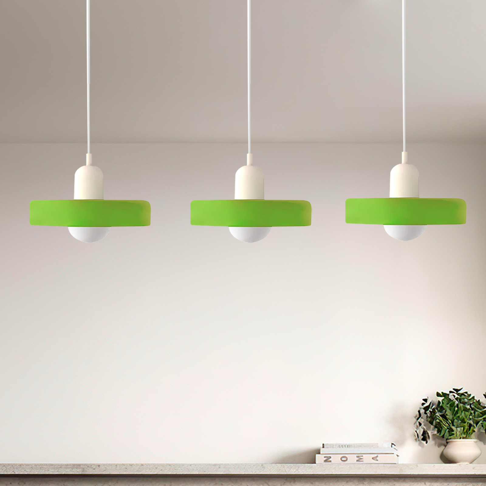 3 Heads Minimalism Art Decor Glass Pendant Light For Kitchen