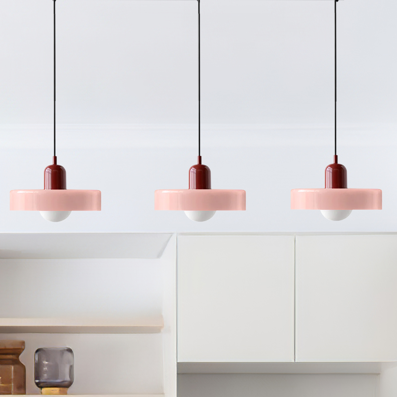 3 Heads Minimalism Art Decor Glass Pendant Light For Kitchen