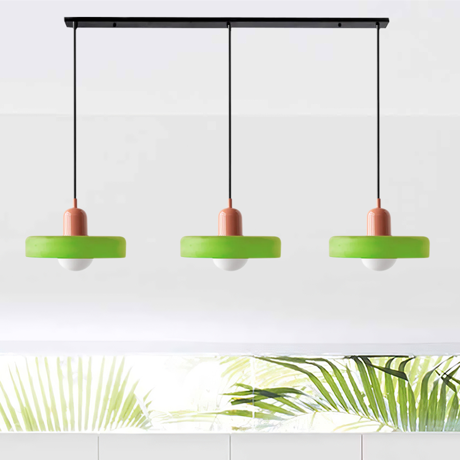 3 Heads Minimalism Art Decor Glass Pendant Light For Kitchen