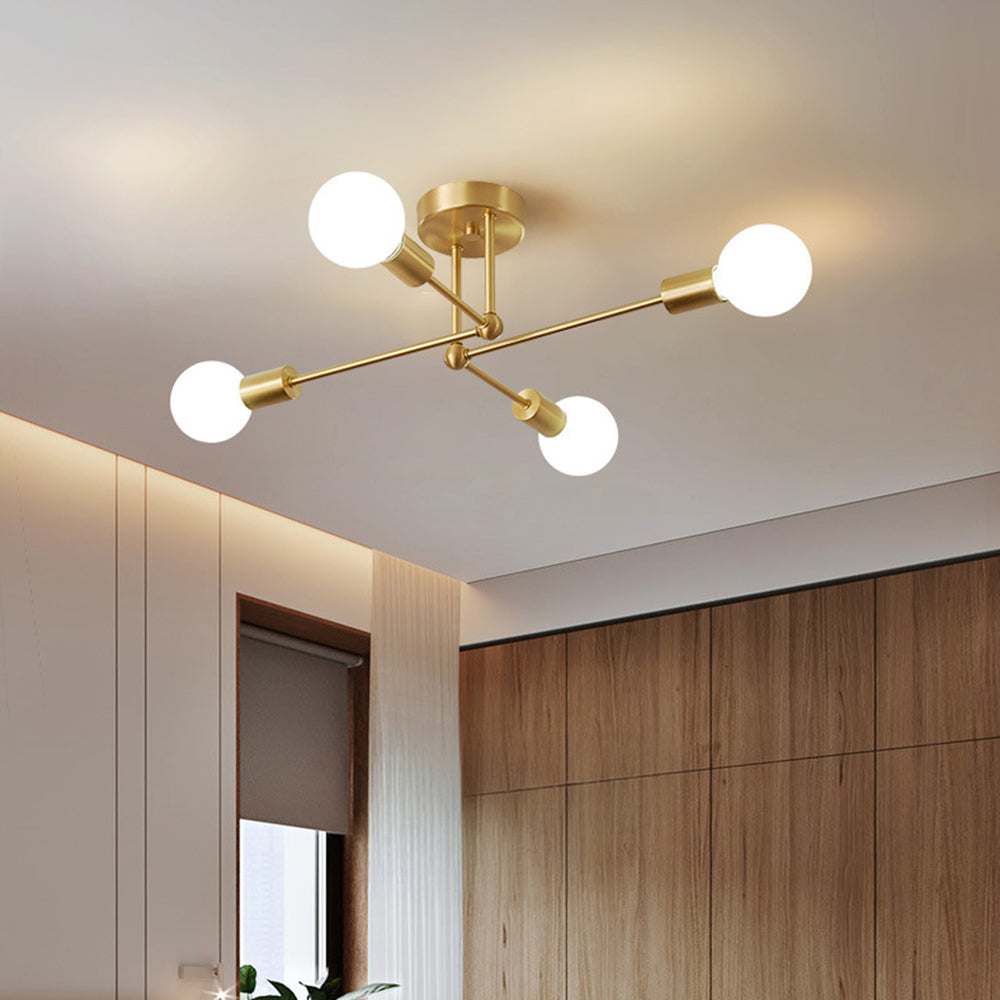 Stylish Muti-Lights Contemporary Gold Iron Living Room Ceiling Lights