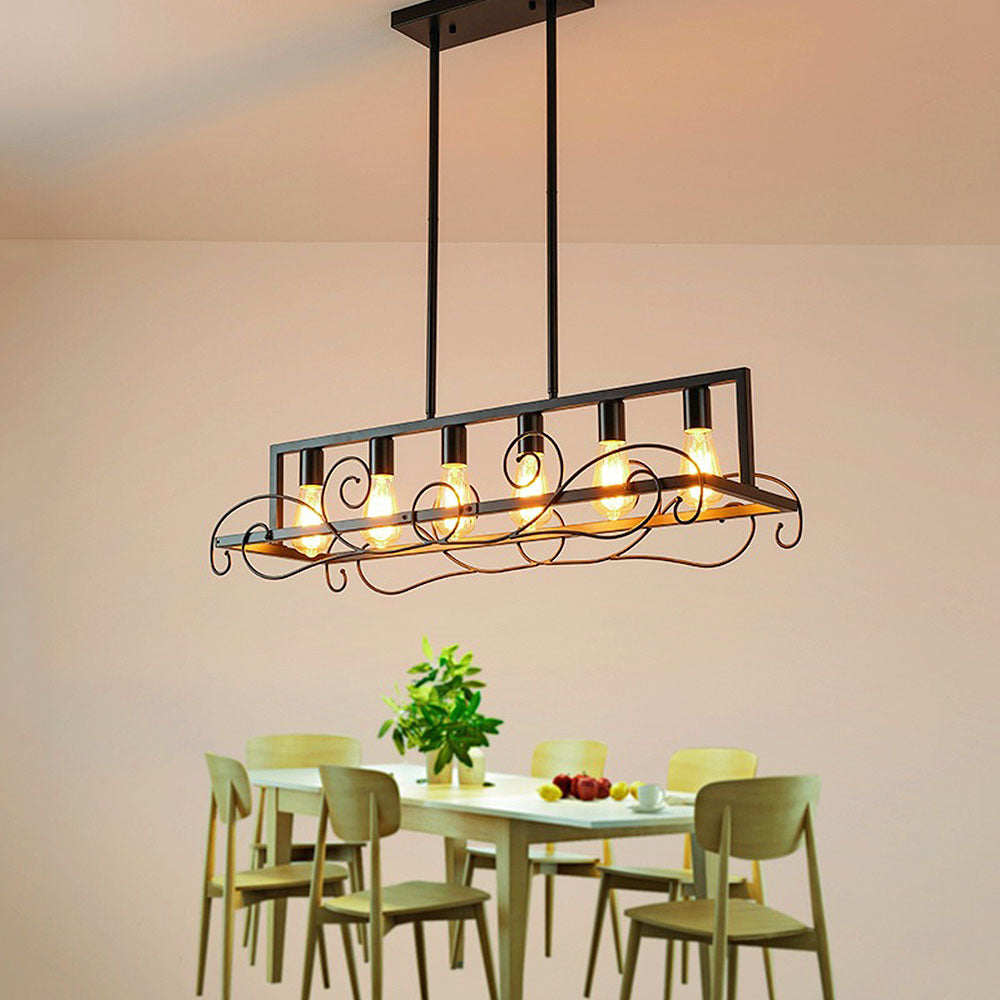 6 Bulbs Brown Metal Kitchen Island Pendant Lights