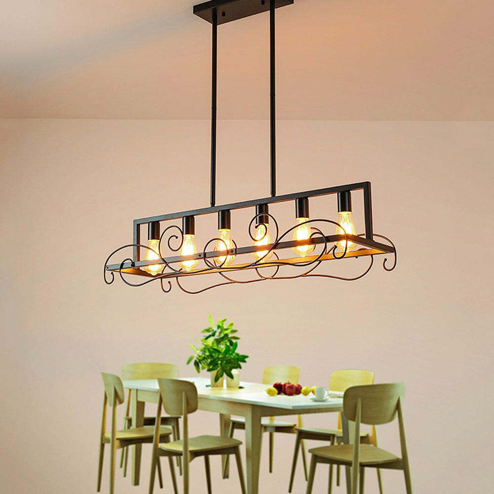 6 Bulbs Brown Metal Kitchen Island Pendant Lights