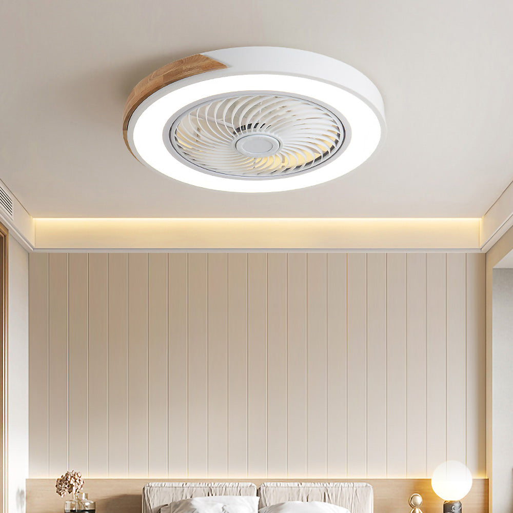 Modern Simple Round Iron Ceiling Fans With LED Lights