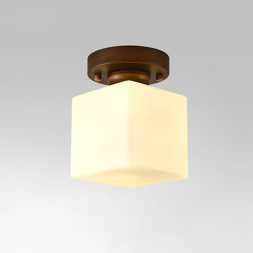Simple Square White Semi-Flush Hallway Ceiling Light