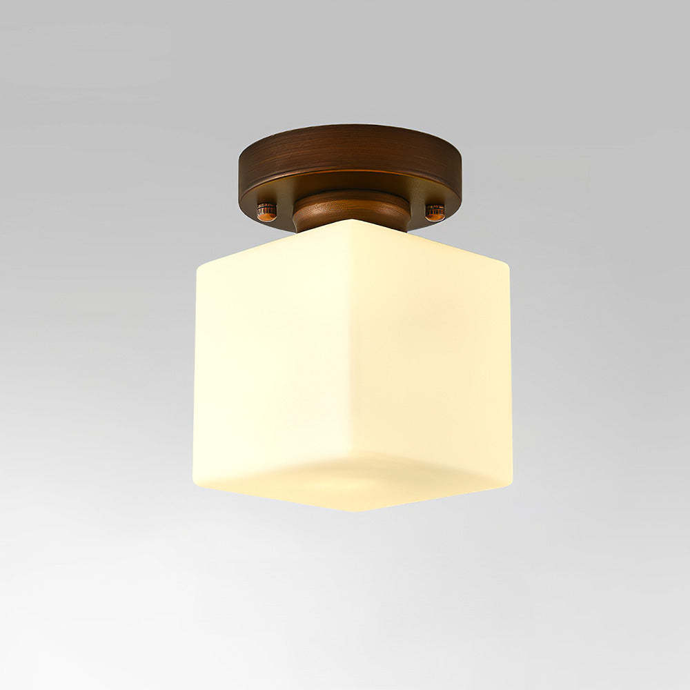 Simple Square White Semi-Flush Hallway Ceiling Light