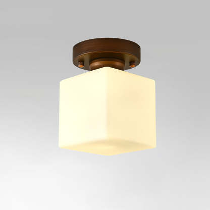 Simple Square White Semi-Flush Hallway Ceiling Light