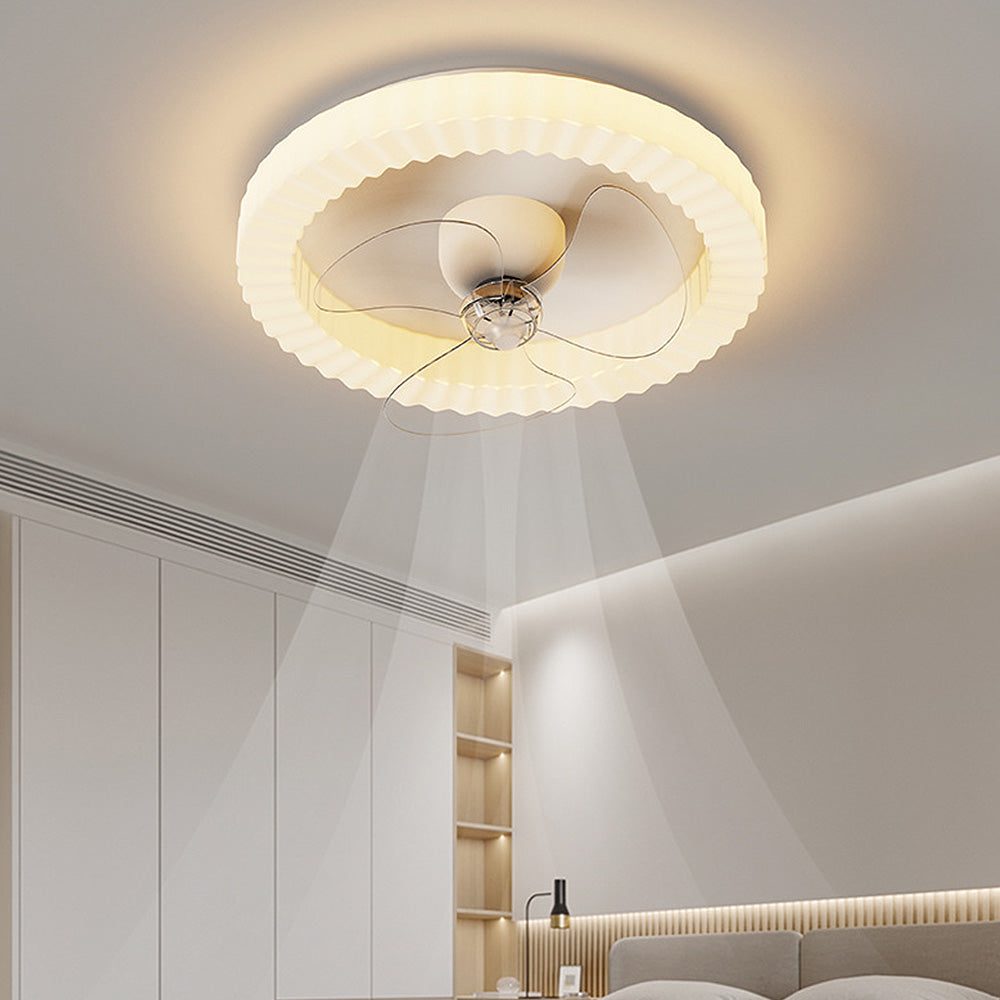 White Round Design Ceiling Fan With LED Lighting