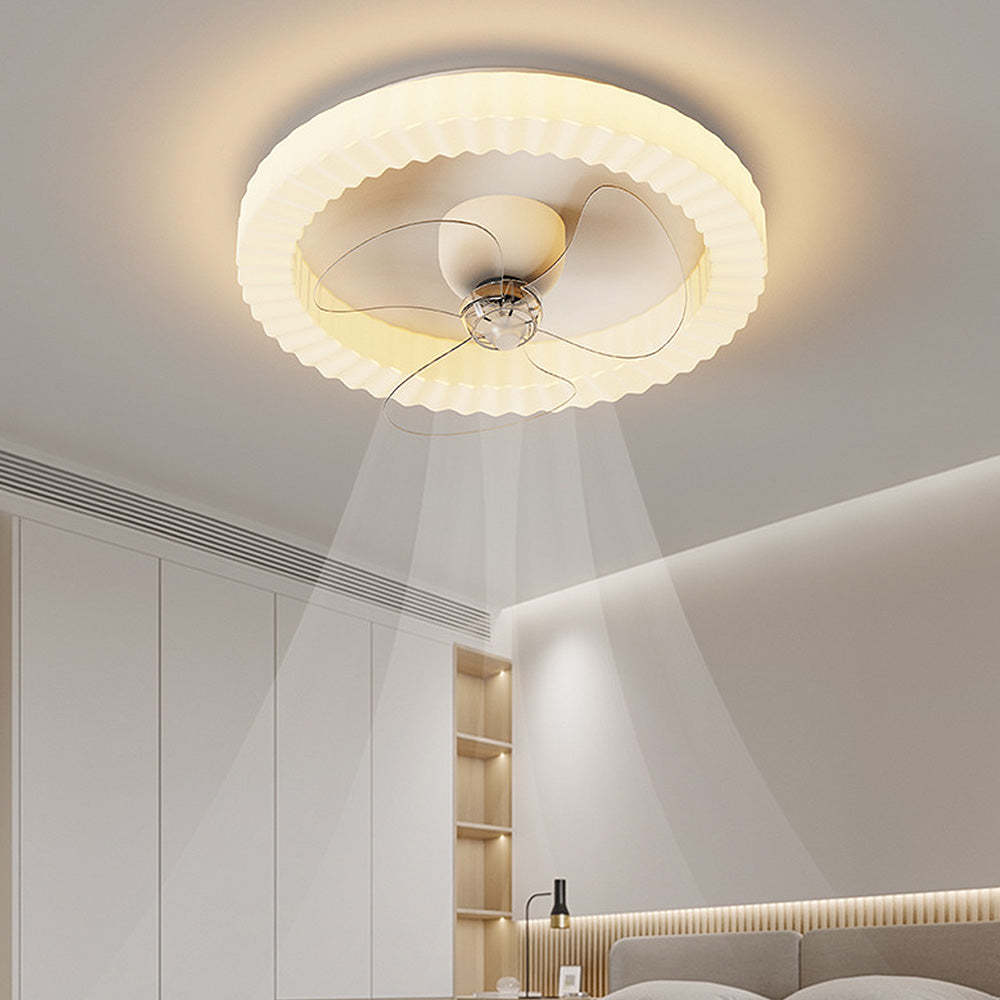 White Round Design Ceiling Fan With LED Lighting