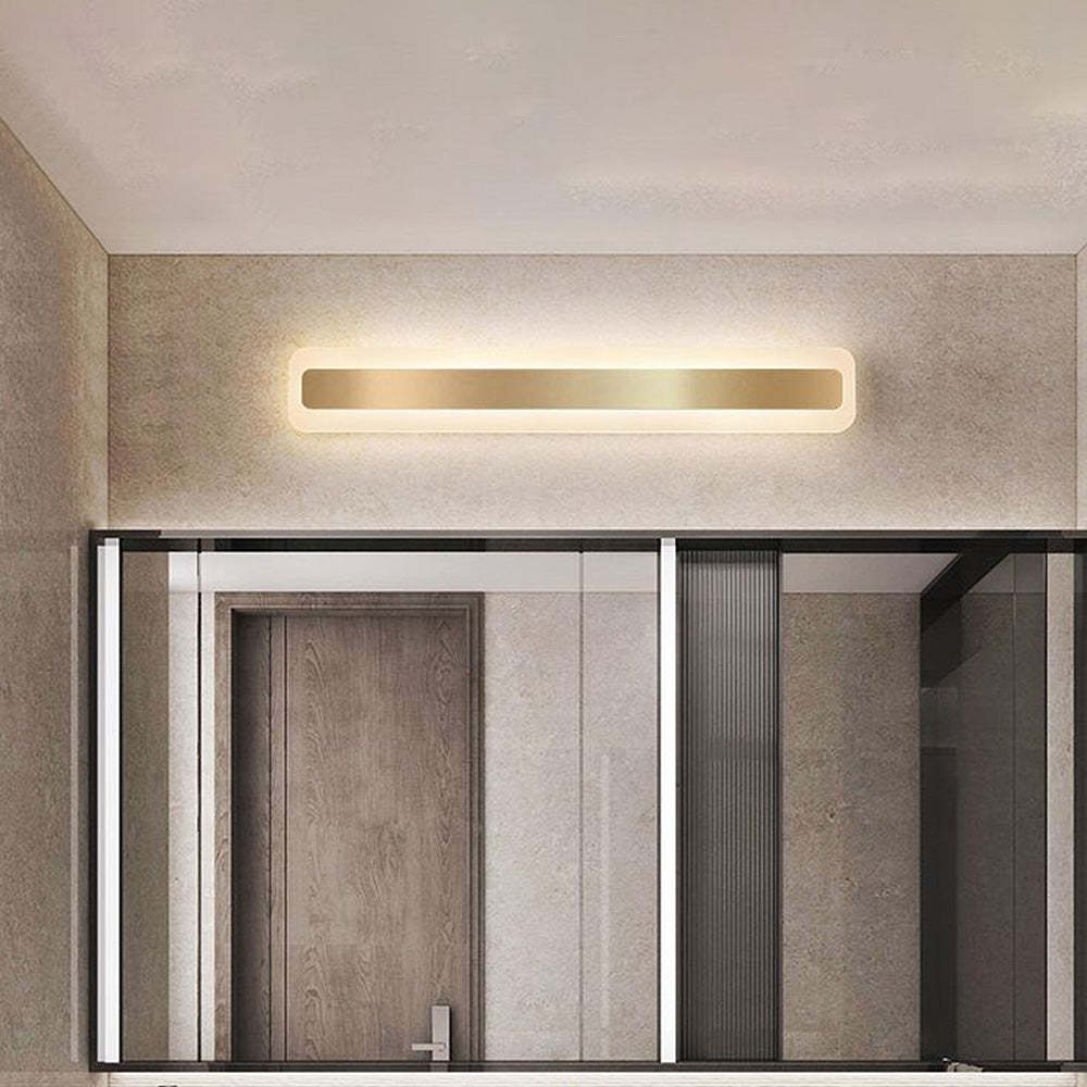 Homdiy Gold Metal Modern LED Mirror Bathroom Wall Light Simple Lighting Bathroom Wall