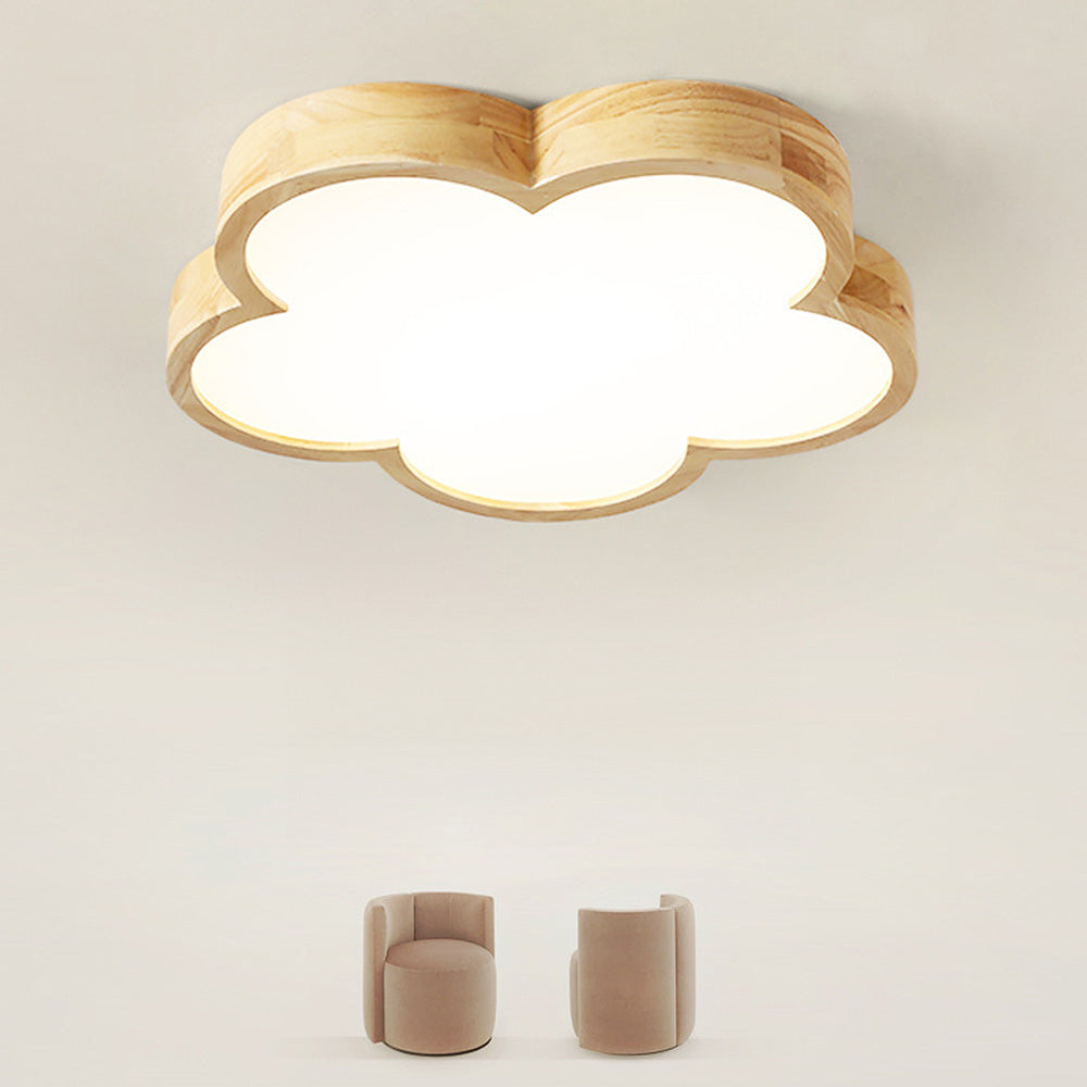 Simple Flowers Wabi-Sabi Wood LED Ceiling Light For Bedroom