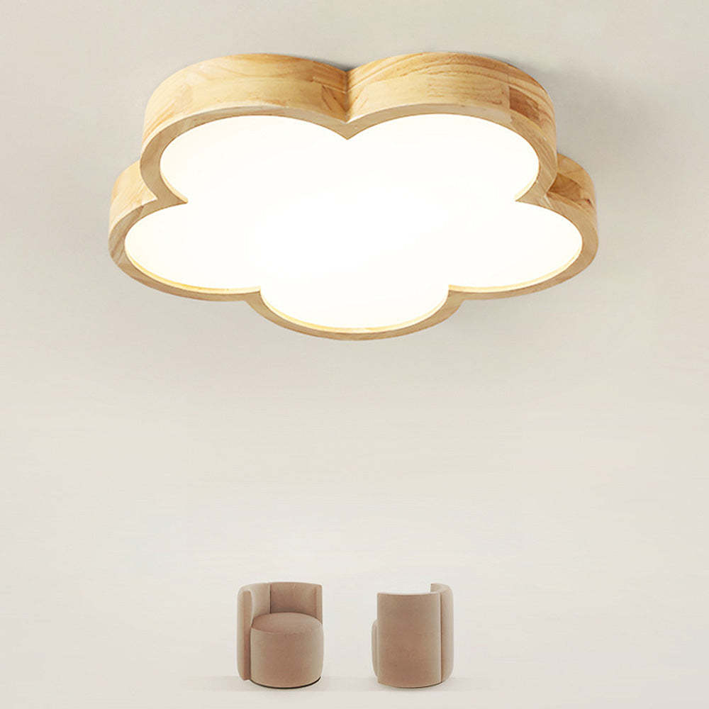 Simple Flowers Wabi-Sabi Wood LED Ceiling Light For Bedroom