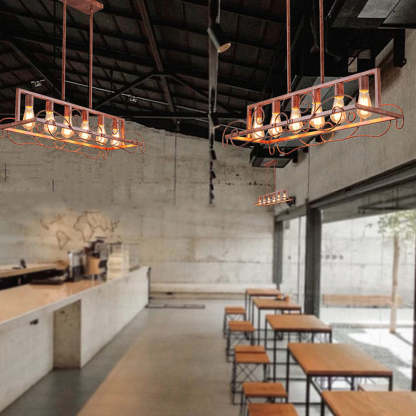 6 Bulbs Brown Metal Kitchen Island Pendant Lights