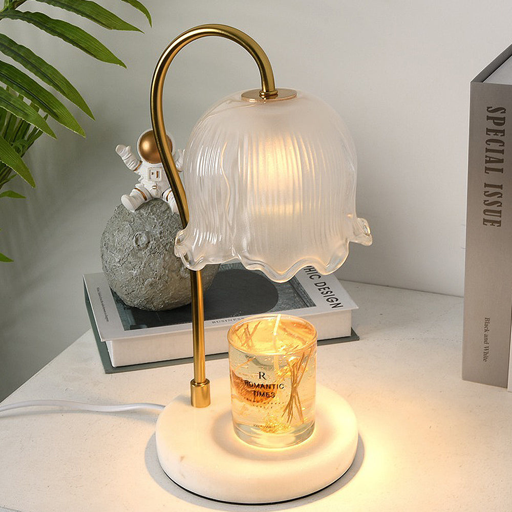 Modern White Flower Shape Glass Mini Candle Warmer Lamp