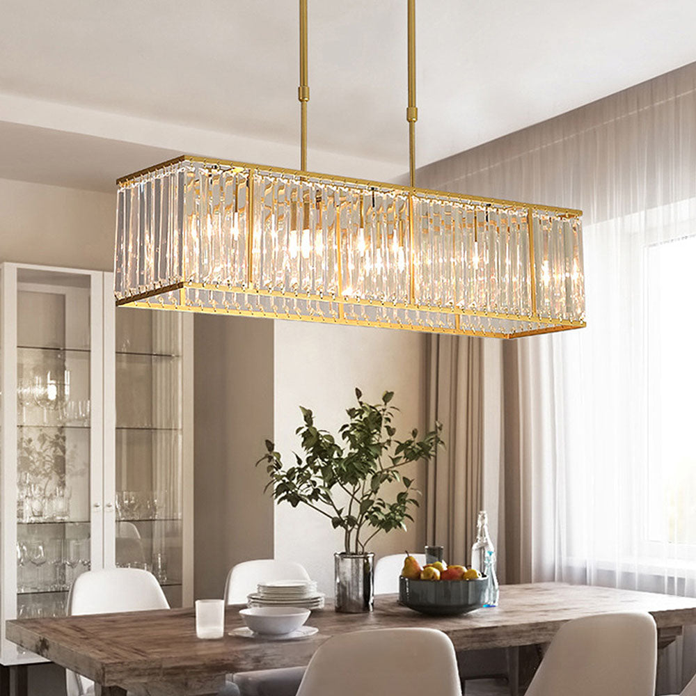 Nordic Square Crystal Island Lamps For Kitchen