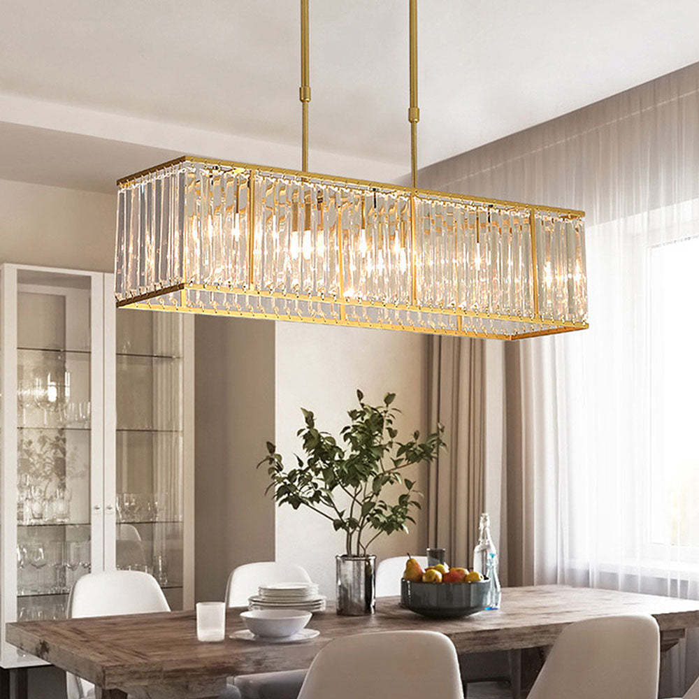 Nordic Square Crystal Island Lamps For Kitchen
