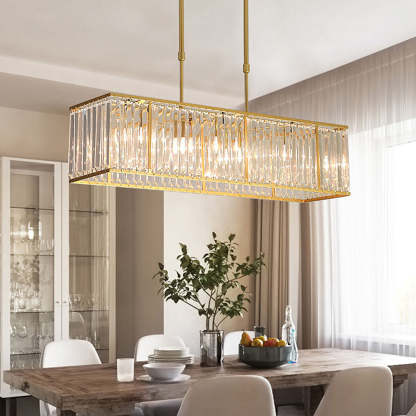 Nordic Square Crystal Island Lamps For Kitchen
