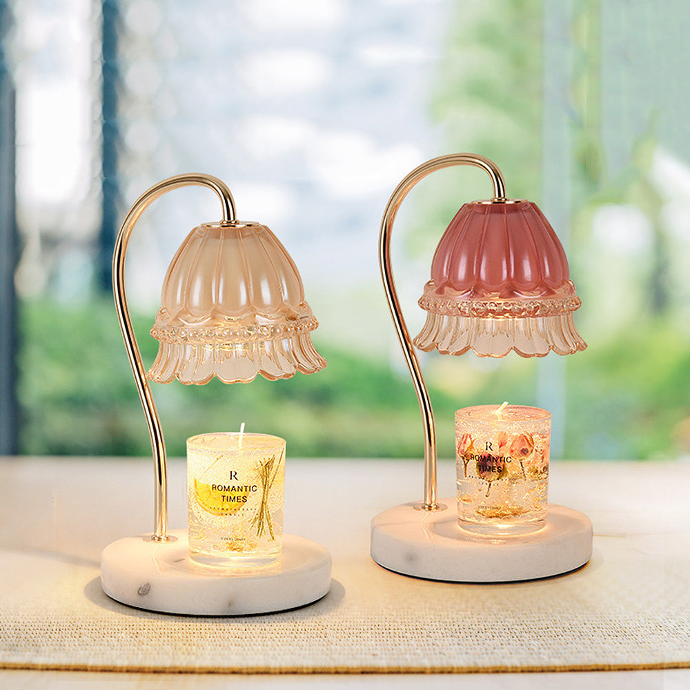 Creative Gold Glass Flower Shape Mini Candle Warmer Lamp
